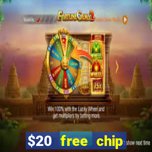 $20 free chip offered by desert nights casino