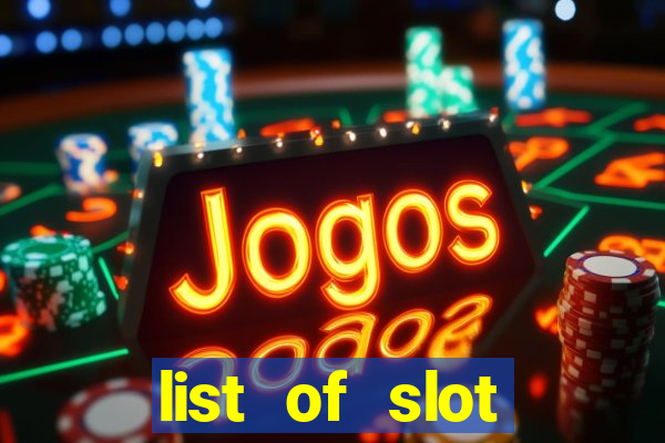 list of slot machines at winstar